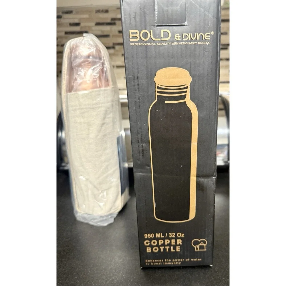 Bold & Divine Premium 32oz Pure Copper Water Bottle for Drinking Never Opened
